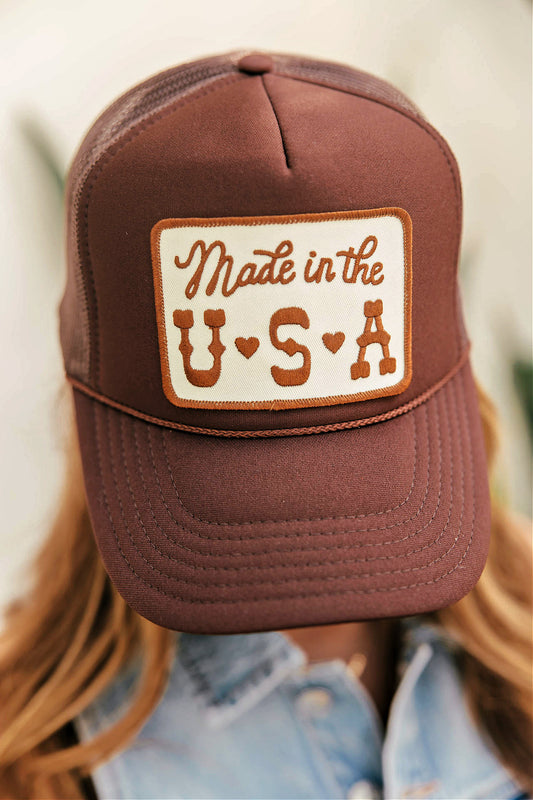 NEW!! "Made in the USA" Trucker Hat in Brown