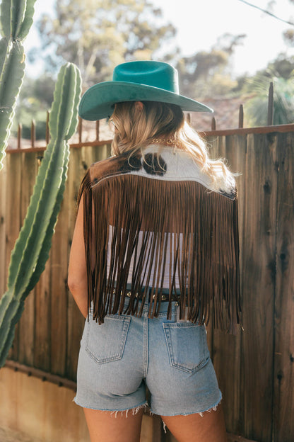 AS SEEN ON LILYAN COLE at the ACM AWARDS!! Cowhide Fringe Shawl in Tri-Color