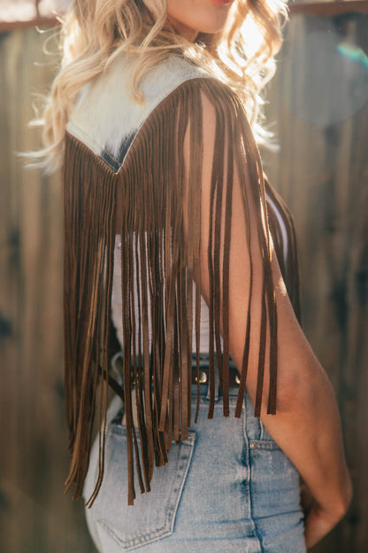 AS SEEN ON LILYAN COLE at the ACM AWARDS!! Cowhide Fringe Shawl in Tri-Color