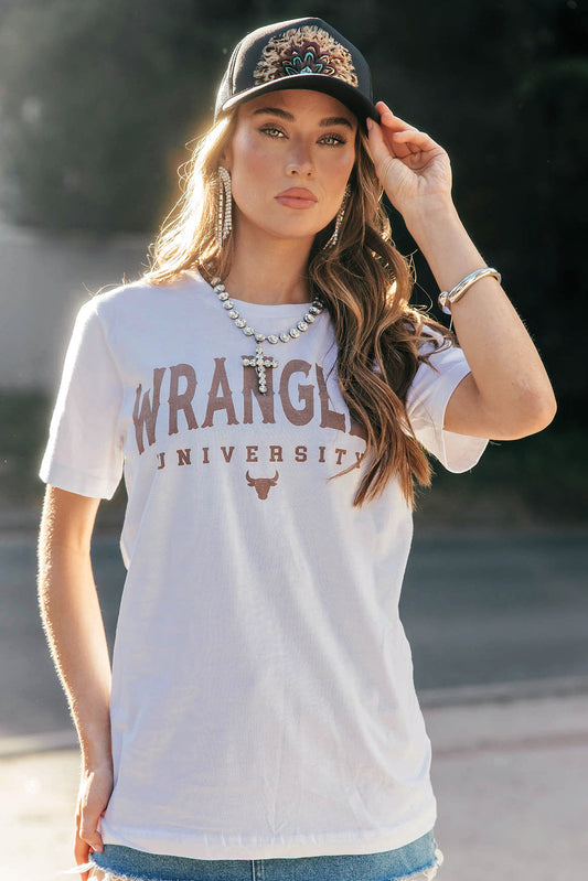 FINAL SALE!! "Wrangler University" Graphic Tee in White