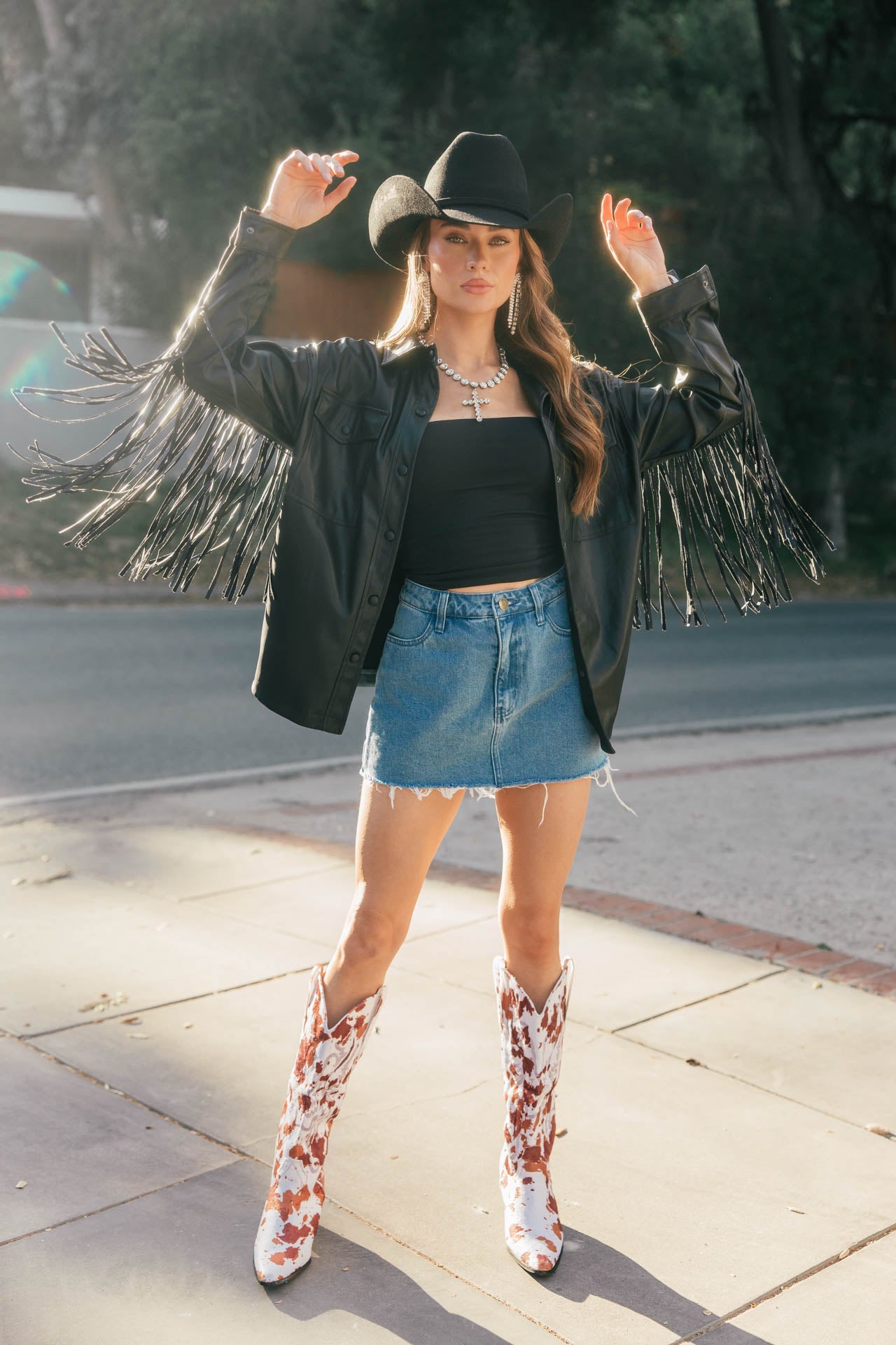 NEW!! Phoenix Faux Leather Fringe Jacket