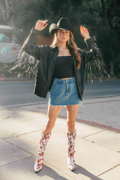 NEW!! Phoenix Faux Leather Fringe Jacket