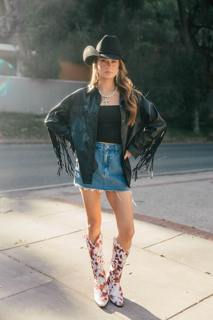 NEW!! Phoenix Faux Leather Fringe Jacket