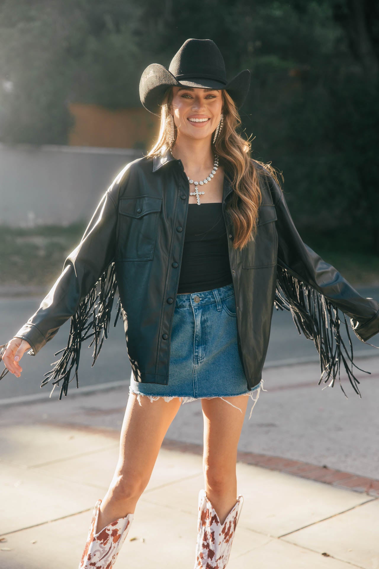 NEW!! Phoenix Faux Leather Fringe Jacket