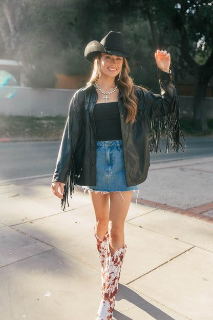 NEW!! Phoenix Faux Leather Fringe Jacket