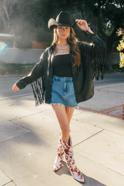 NEW!! Phoenix Faux Leather Fringe Jacket
