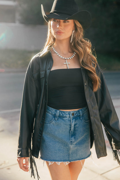 NEW!! Phoenix Faux Leather Fringe Jacket