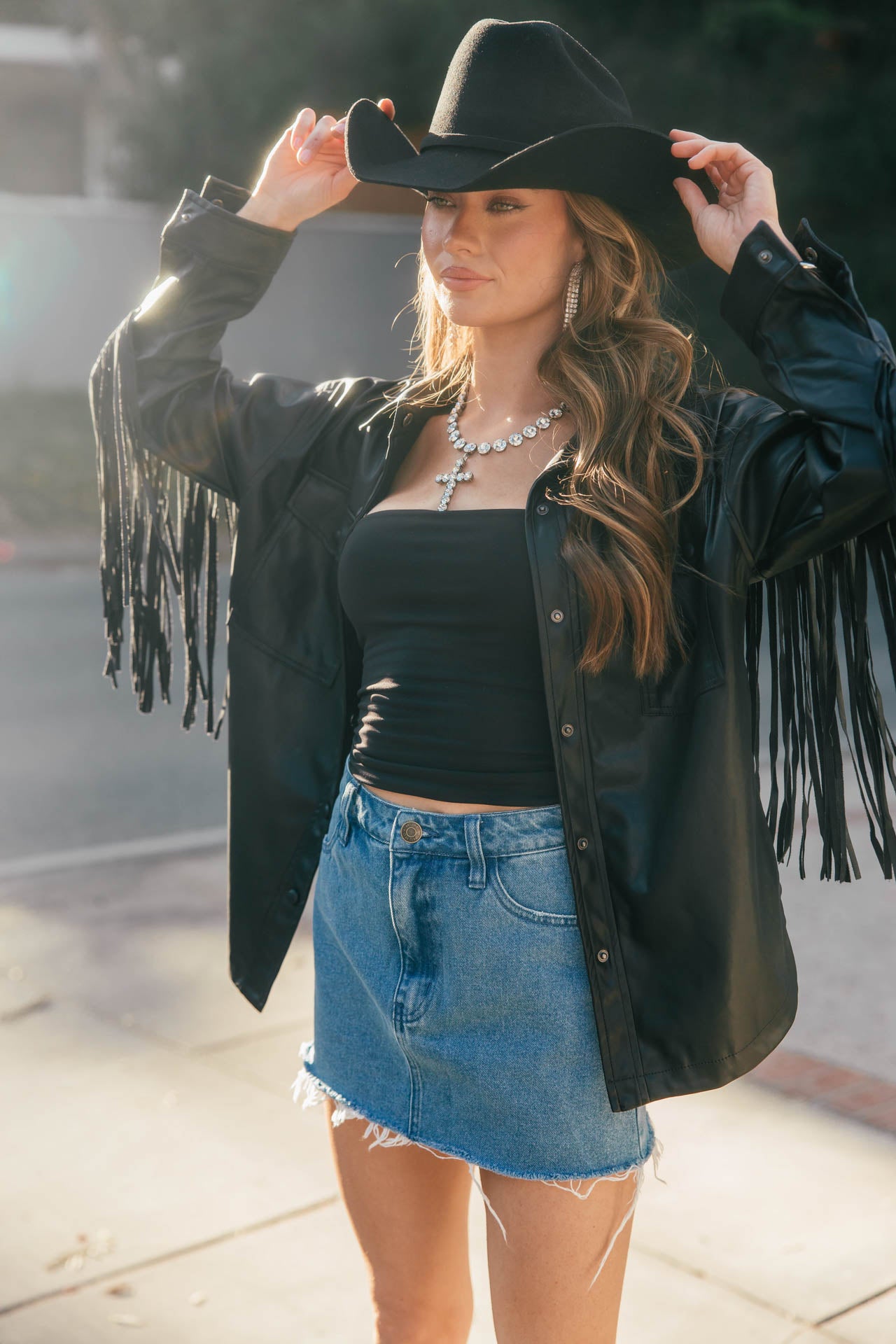 NEW!! Phoenix Faux Leather Fringe Jacket