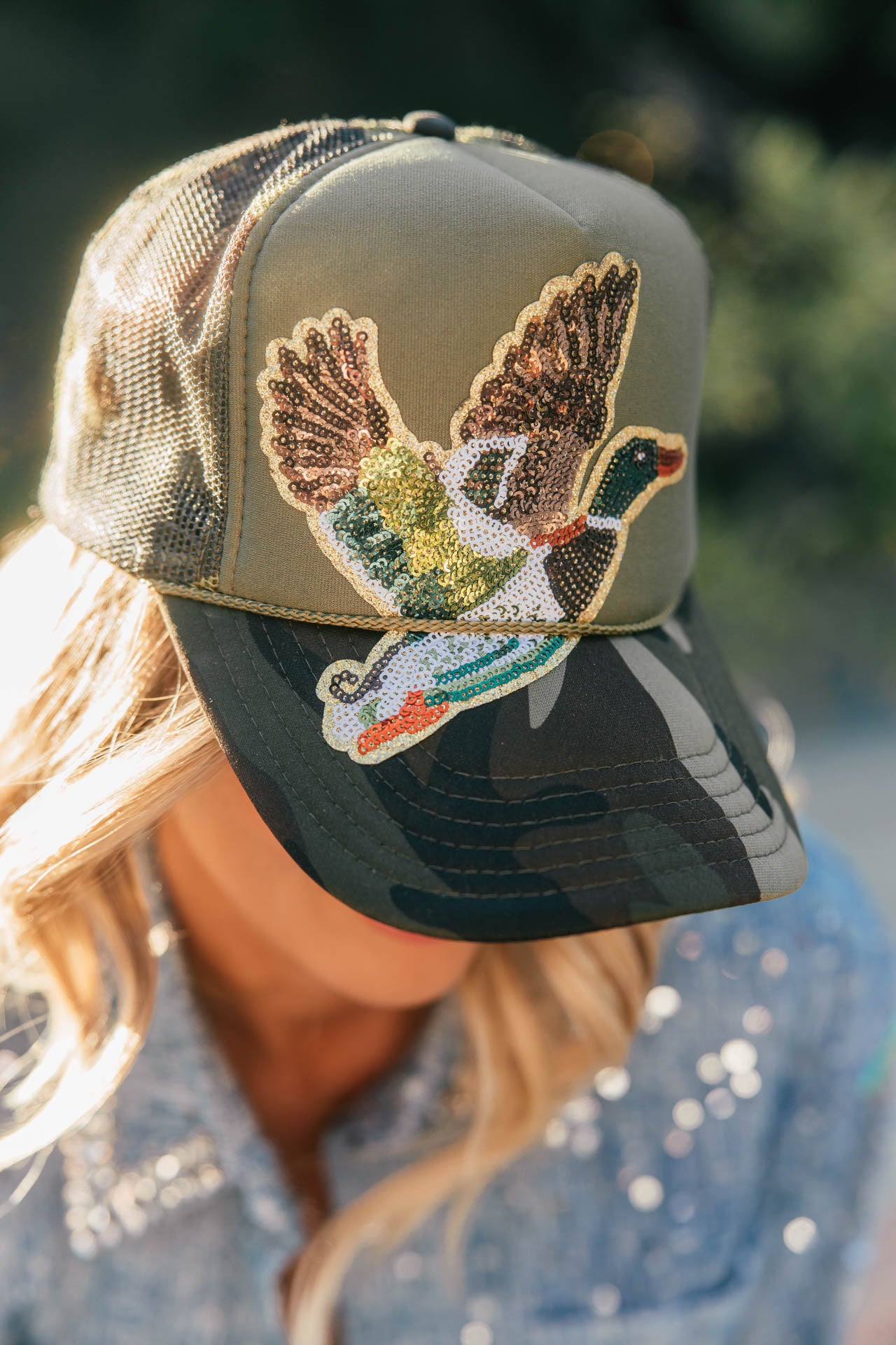 NEW!! The Sequin Patch & Camouflage Trucker Hat