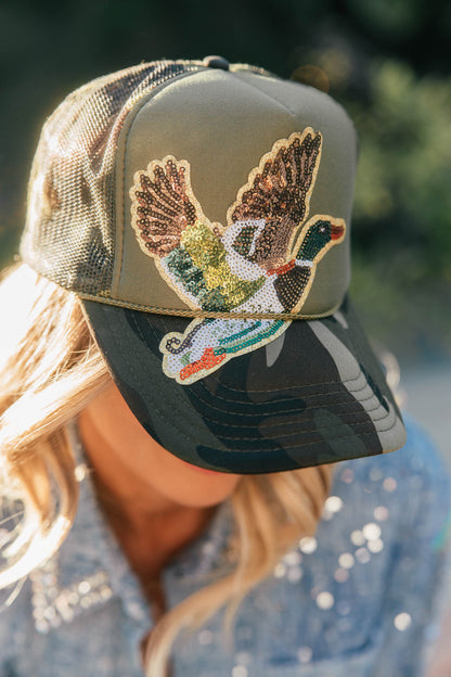NEW!! The Sequin Patch & Camouflage Trucker Hat