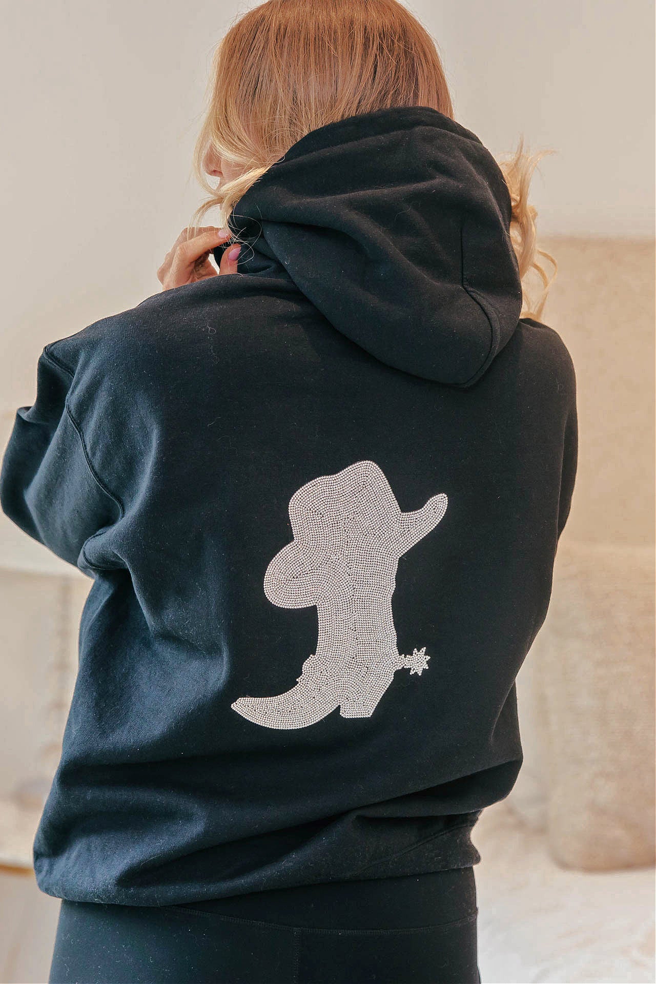 Crystal Drawstring Sweatshirt w Boot