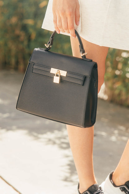BACK IN STOCK!! Icon Structured Top handle Purse in Black