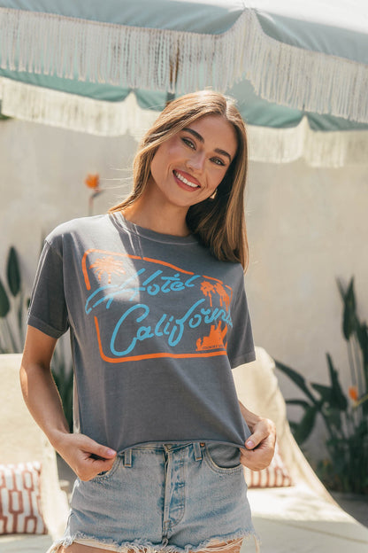 NEW!! "Hotel California" Oversized Cropped Tee