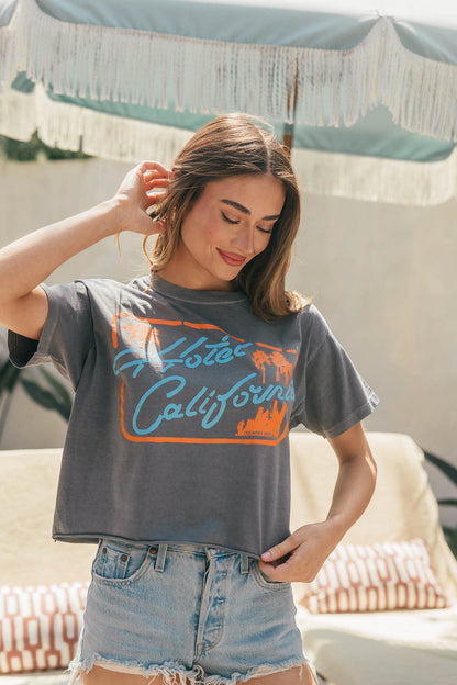 NEW!! "Hotel California" Oversized Cropped Tee