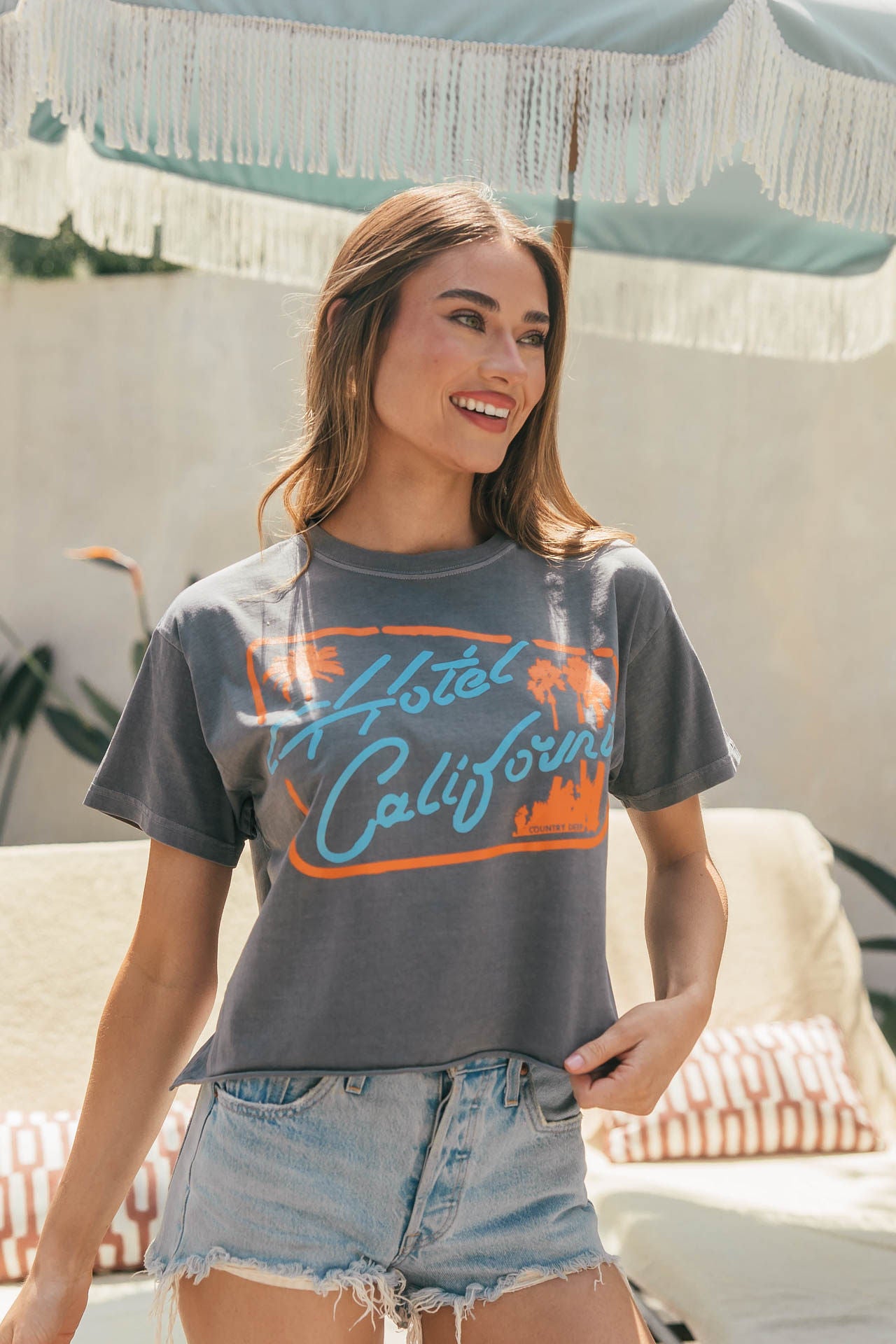 NEW!! "Hotel California" Oversized Cropped Tee