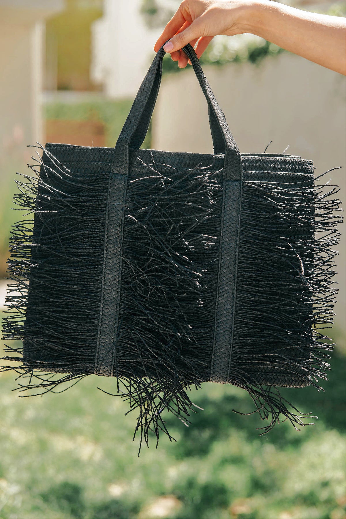 FINAL SALE!! "At The Coast" Straw Beach Bag in Black