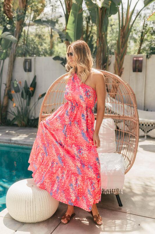 FINAL SALE!! Amelia Floral One Shoulder Maxi Dress
