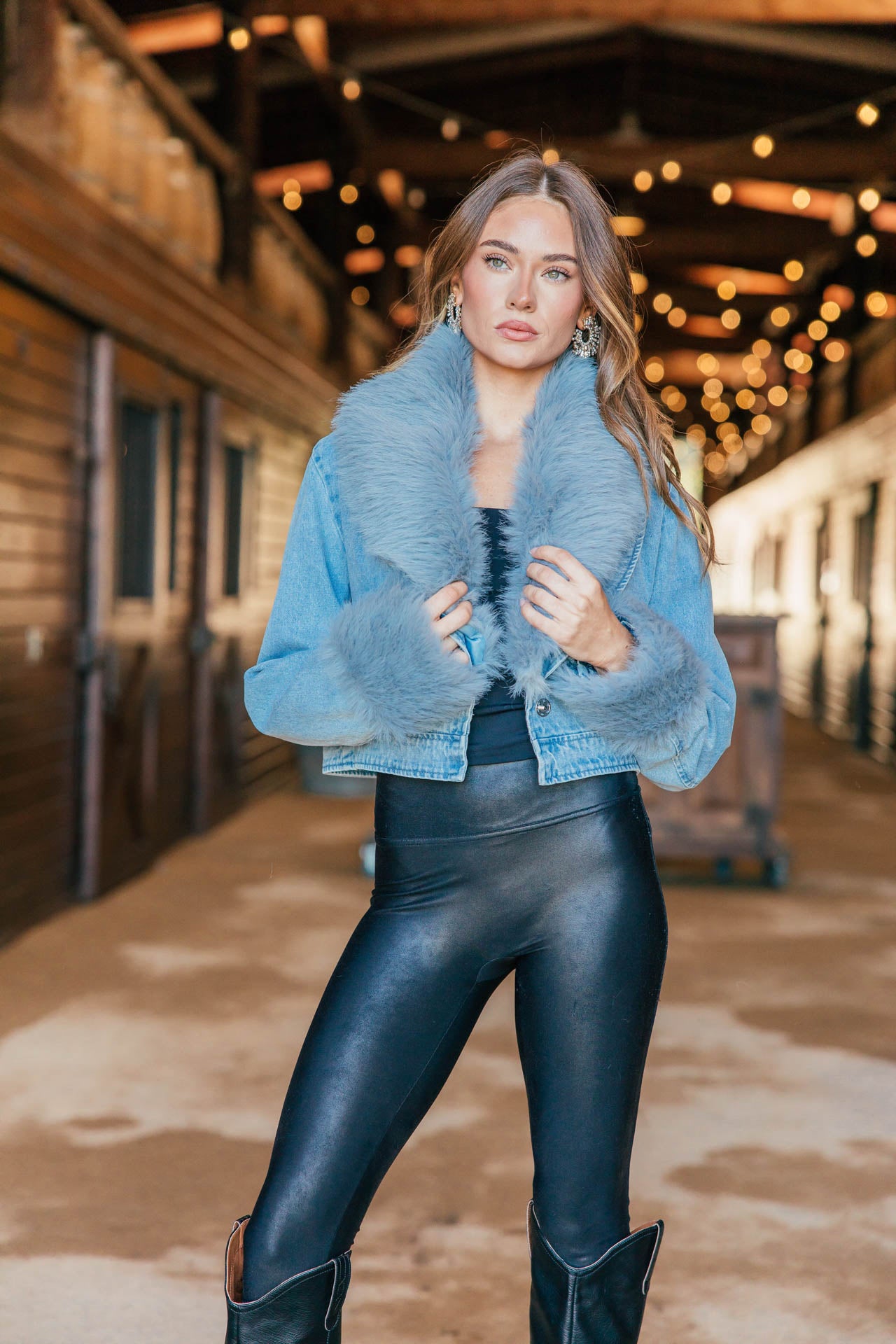 NEW!! Harley Fur Trim Denim Jacket in Denim