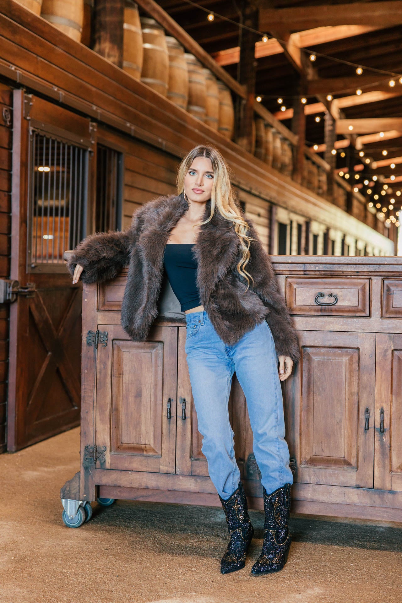 BEST SELLER!! Knock Out Cropped Faux Fur Jacket