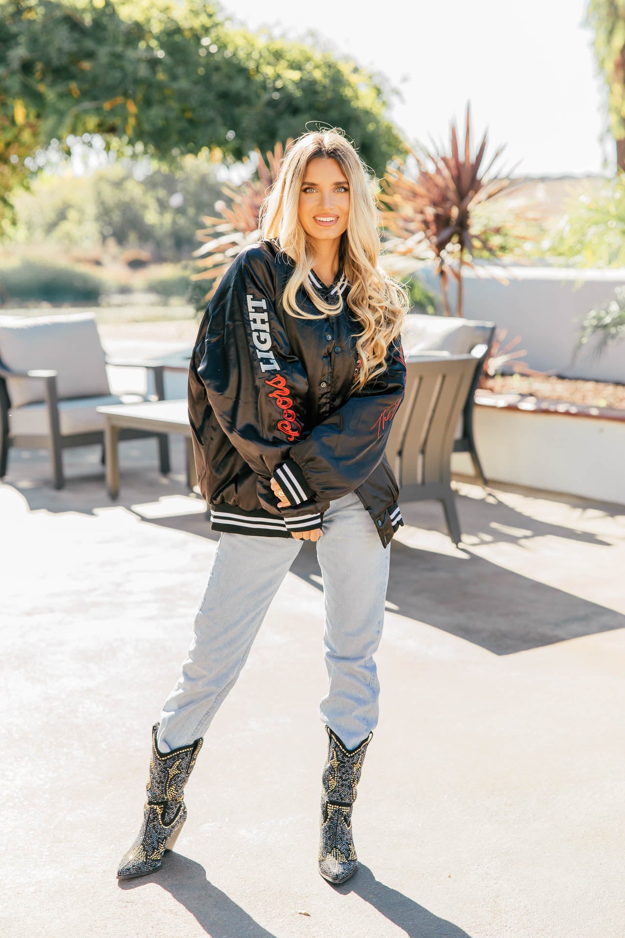 LICENSED!! "Coors Light" Official Nylon Bomber Jacket in Black Satin