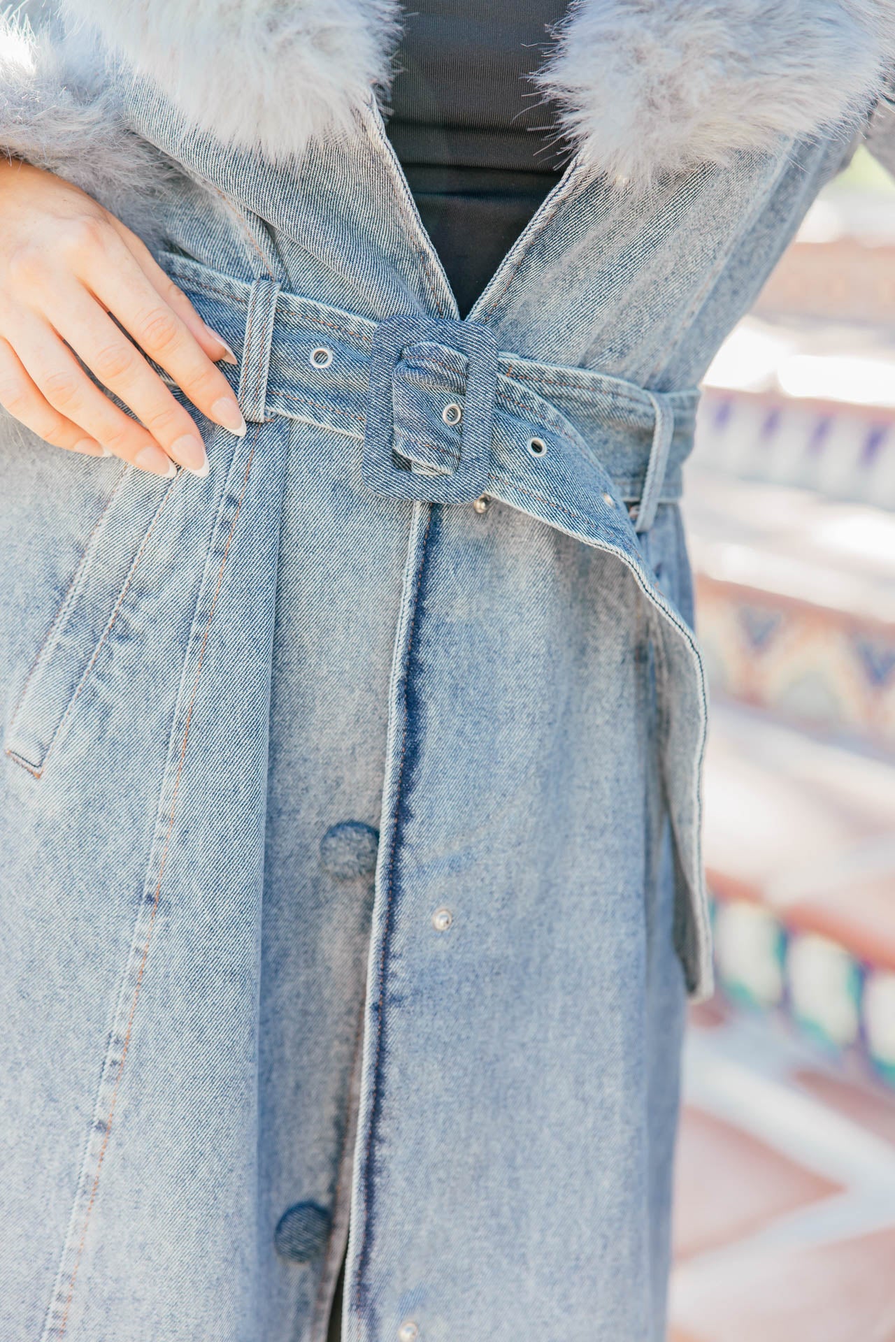 Denim and Faux Fur Trench - PRE ORDER