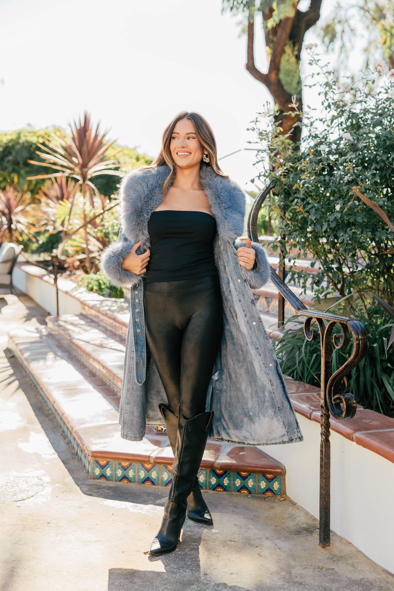 Denim and Faux Fur Trench - PRE ORDER