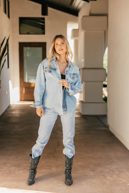 NEW!! Rhinestone Denim Shacket