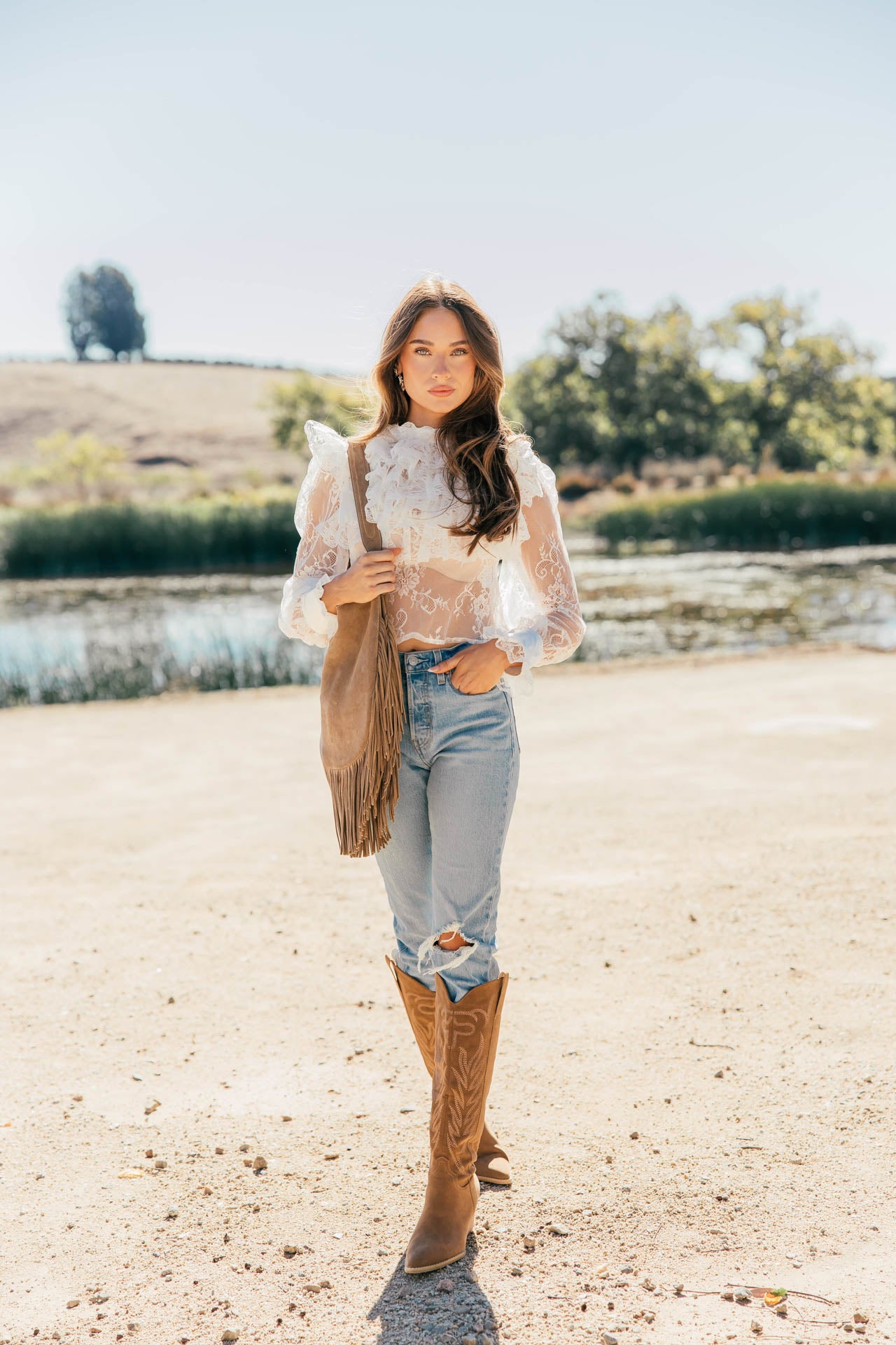 NEW!! "Vera" Ruffle Lace Top in White