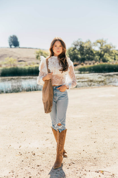 NEW!! "Vera" Ruffle Lace Top in White