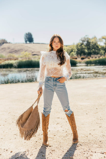 NEW!! "Vera" Ruffle Lace Top in White