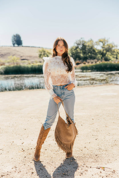 NEW!! "Vera" Ruffle Lace Top in White