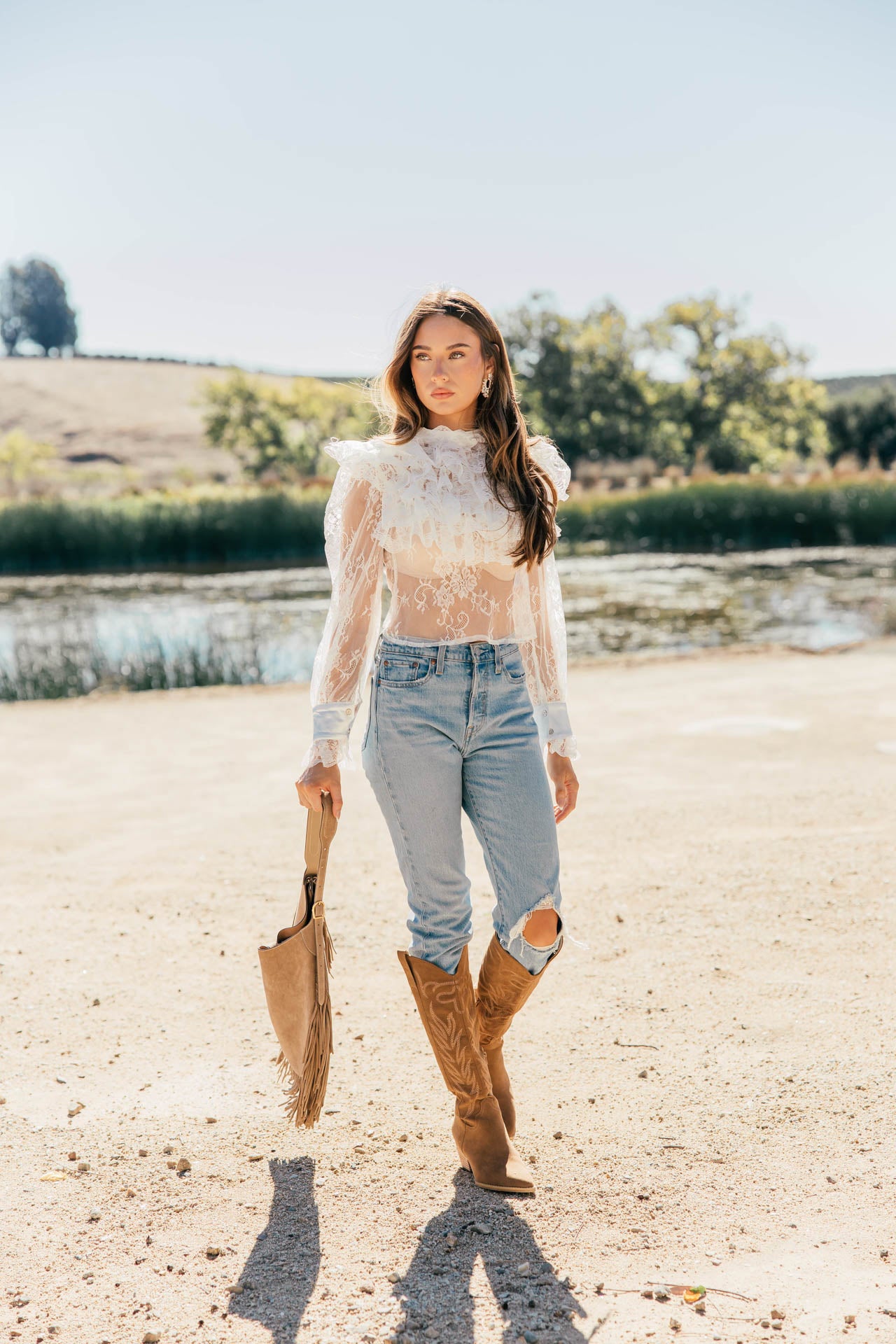 NEW!! "Vera" Ruffle Lace Top in White