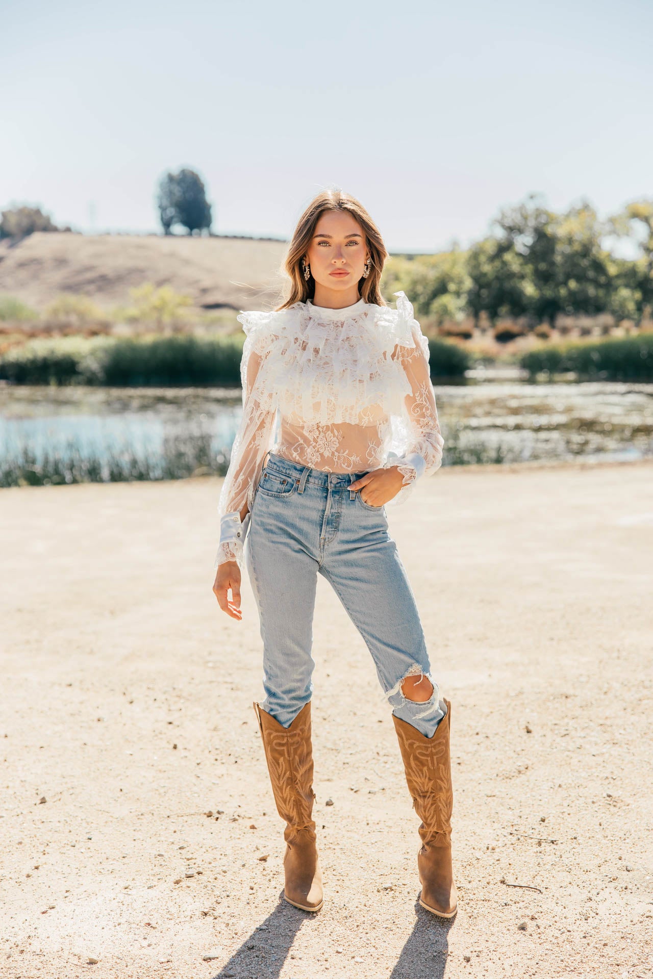 NEW!! "Vera" Ruffle Lace Top in White