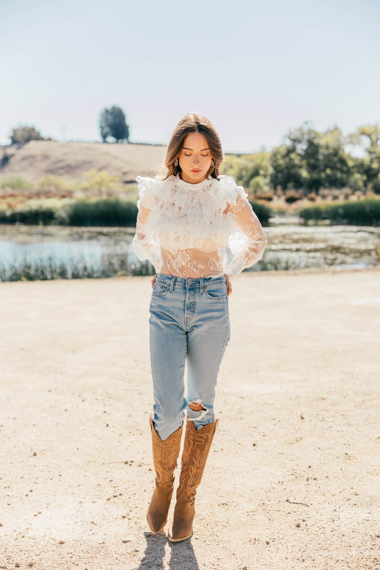 NEW!! "Vera" Ruffle Lace Top in White