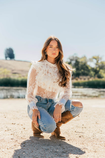 NEW!! "Vera" Ruffle Lace Top in White