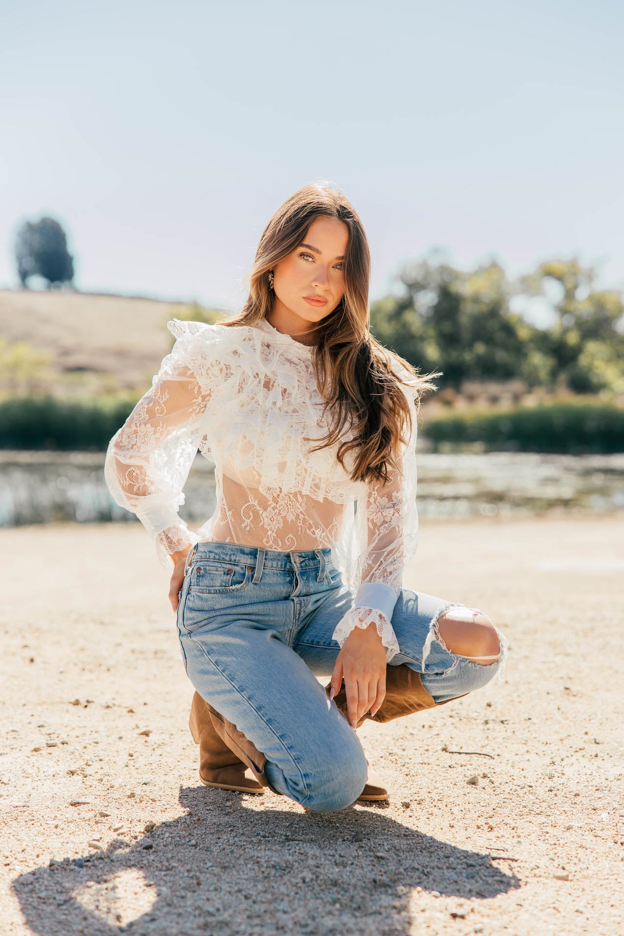 NEW!! "Vera" Ruffle Lace Top in White