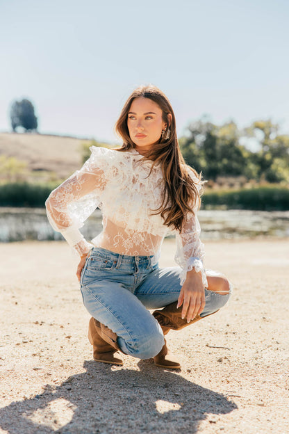 NEW!! "Vera" Ruffle Lace Top in White