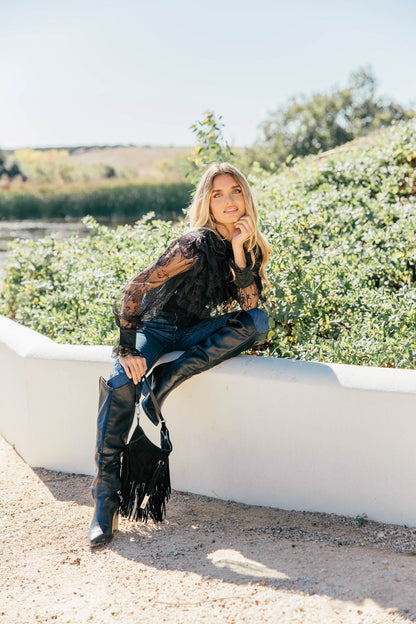 NEW!! "Vera" Ruffle Lace Top in Black