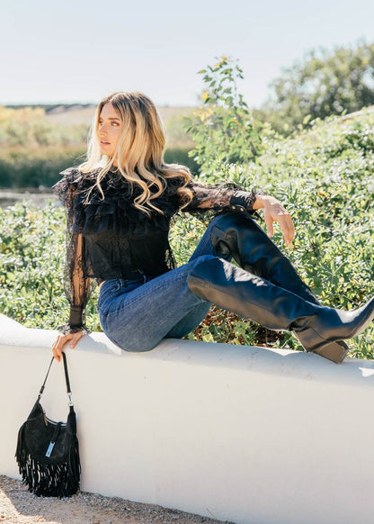 NEW!! "Vera" Ruffle Lace Top in Black