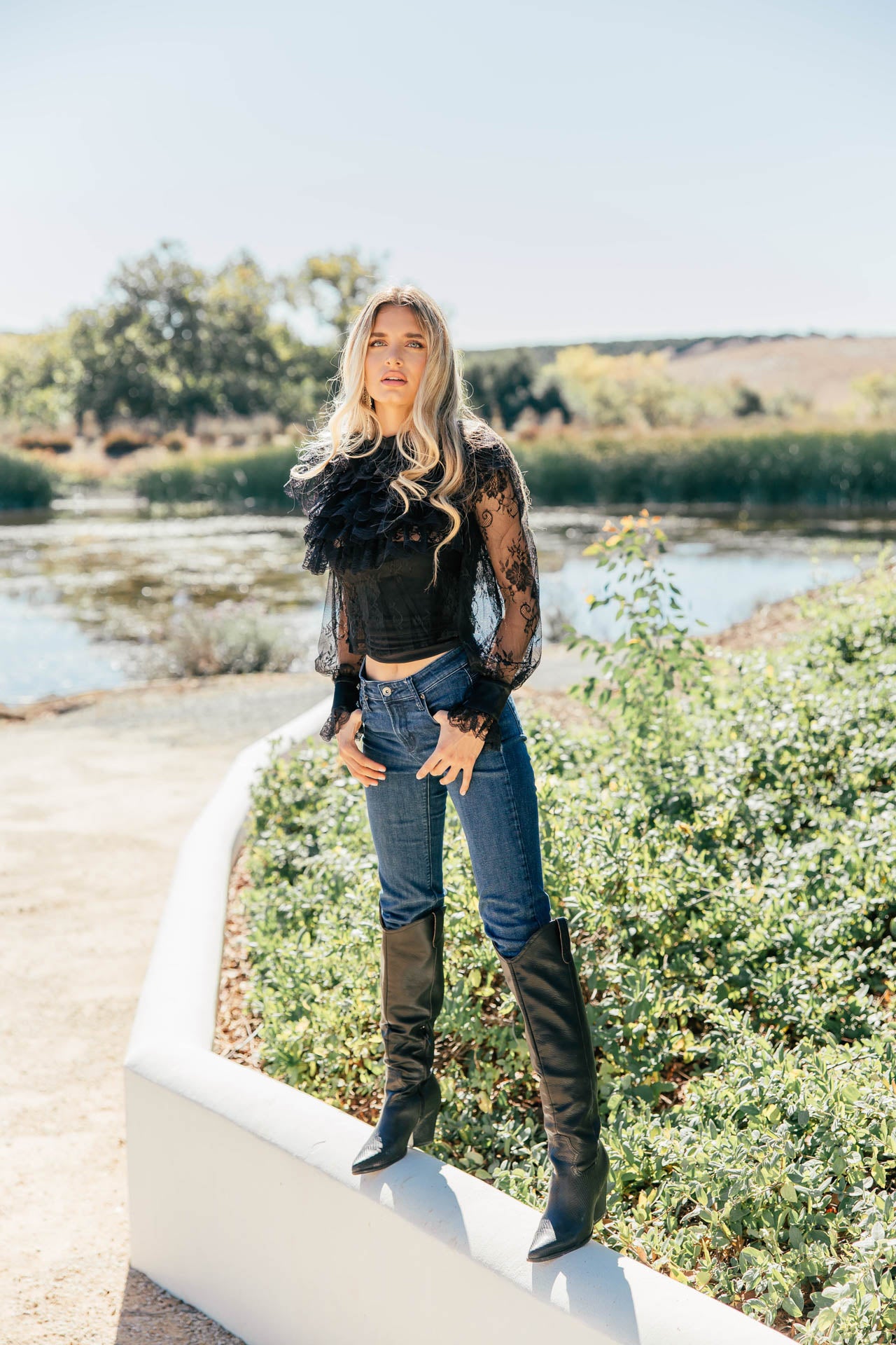 NEW!! "Vera" Ruffle Lace Top in Black