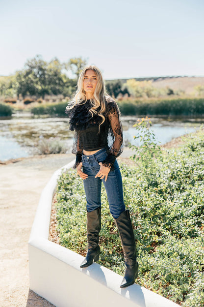 NEW!! "Vera" Ruffle Lace Top in Black
