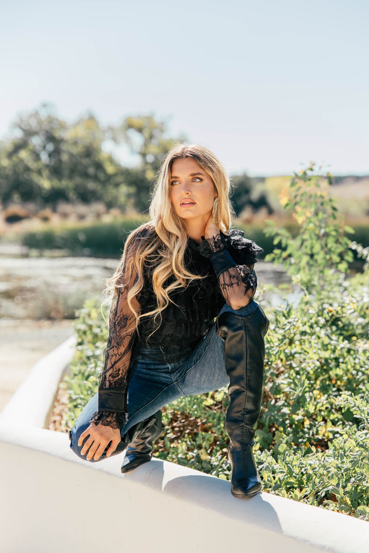 NEW!! "Vera" Ruffle Lace Top in Black