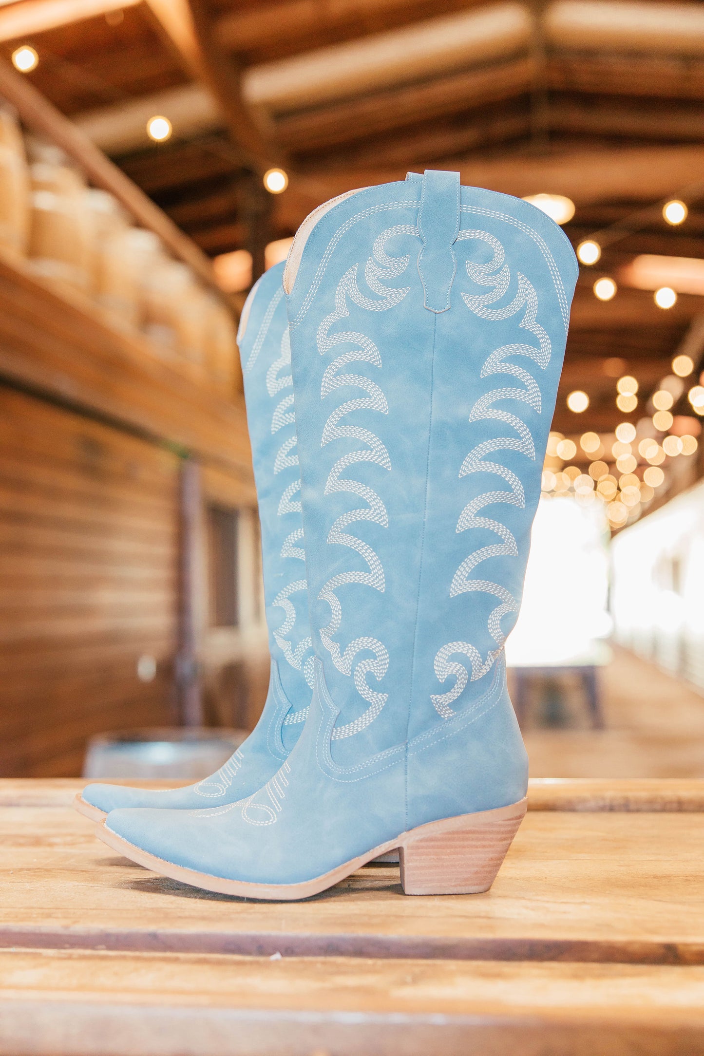 NEW!! Faye Denim Suede Cowboy Boot