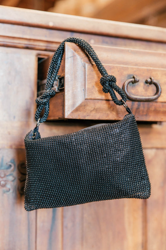 NEW!! Crystal Knotted Bag in Black