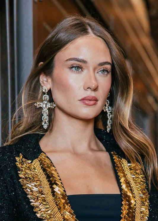 NEW!! "Glam Girl" Statement Cross Earrings in Gold or Silver