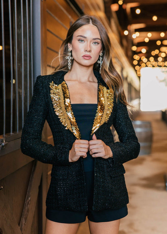 NEW!! Gold Buckle" Metallic Tweed Blazer