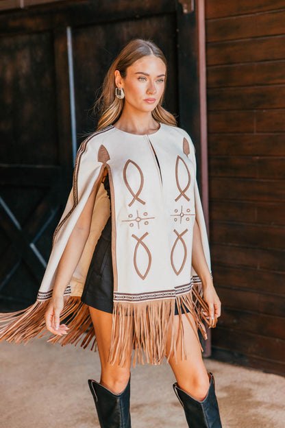 NEW!! "Saddle" Embroidered Fringe Cape