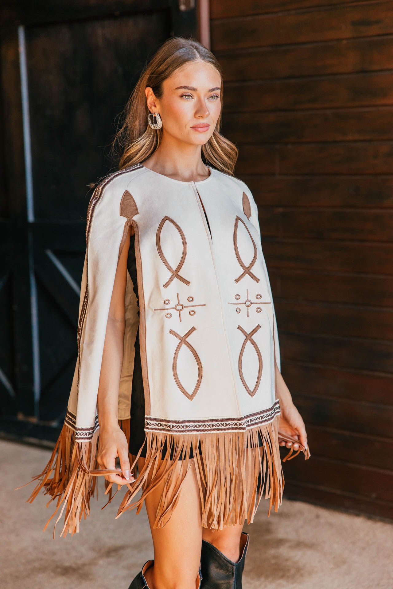 NEW!! "Saddle" Embroidered Fringe Cape