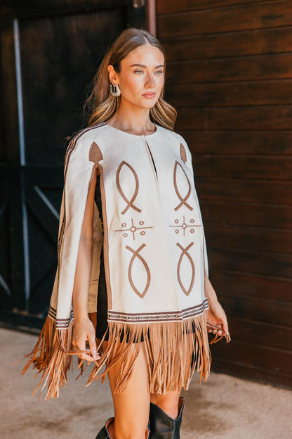 NEW!! "Saddle" Embroidered Fringe Cape