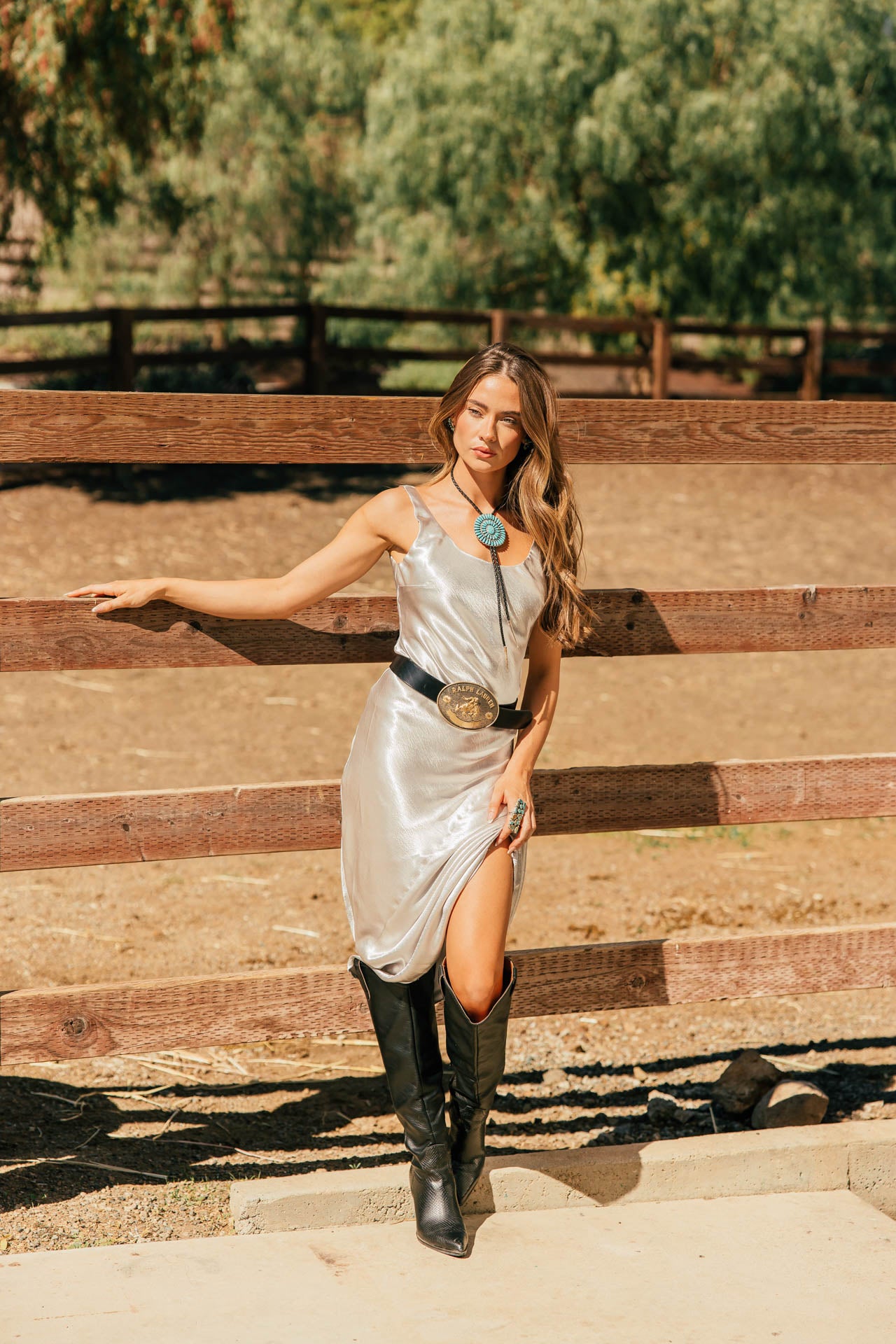 NEW!! "Gilded Girl" Silver Satin Maxi Dress